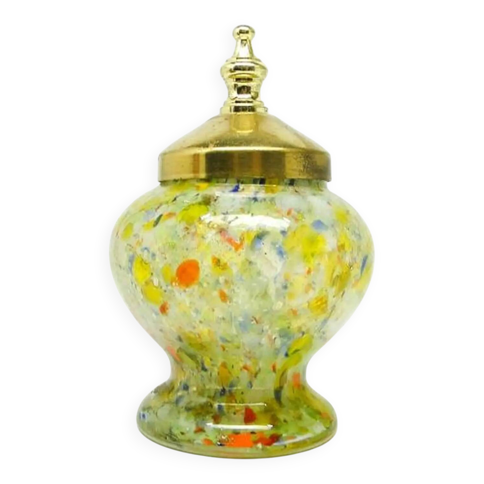 Conteneur à bijoux, moderne du milieu du siècle, verre, laiton, Tchécoslovaquie, années 1950