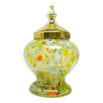 Jewellery container, mid-century modern, glass, brass, Czechoslovakia, 1950s