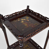 Japanese pedestal table in carved wood and lacquered panels, France, circa 1880