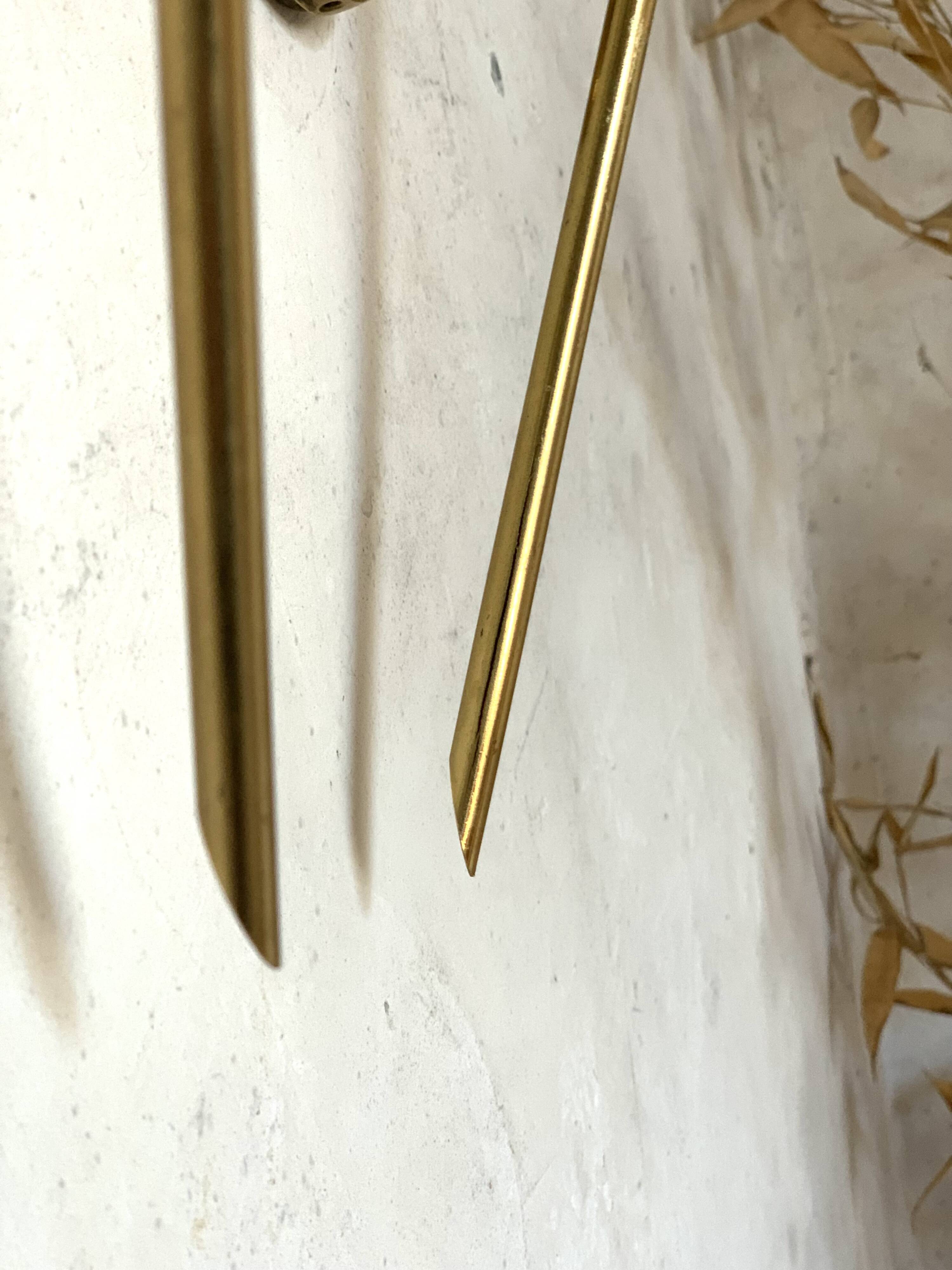 Pair of vintage brass and opaline wall lights