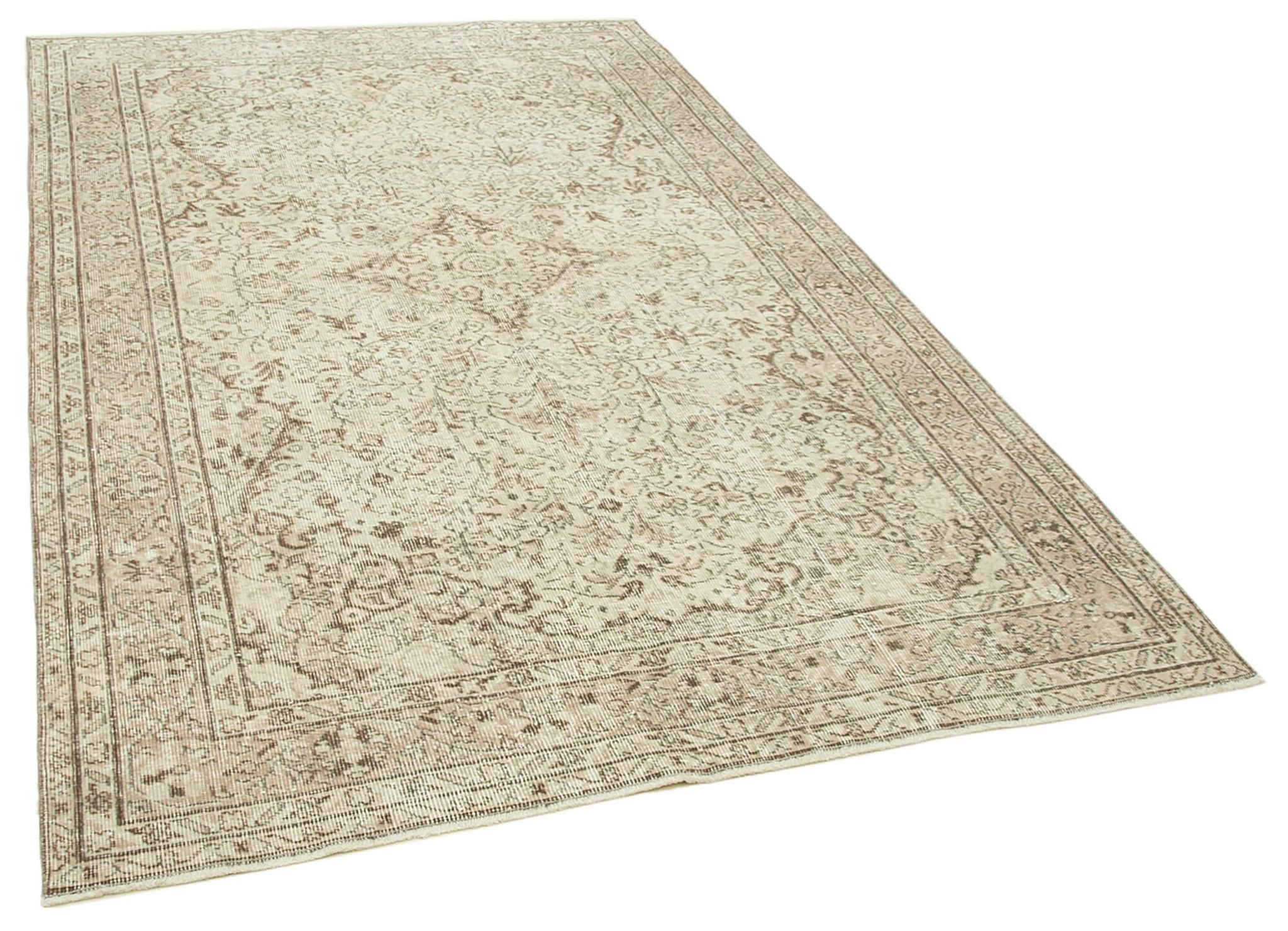 Tapis beige turc en laine tissé à la main 165 cm x 267 cm