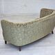 1960s, Danish 3-seater curved sofa, furniture velour, beech wood legs.