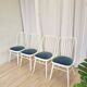 Lot de 4 chaises de salle à manger vintage en bois courbé blanc de style Ligna avec assise bleue