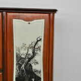 Mahogany pear tree, brass & glass top drawers sideboard from f.lli rigamonti desio, milan, 1940s