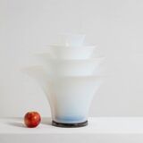 "Petal" lamp in opalescent white and bluish glass. 21st century.