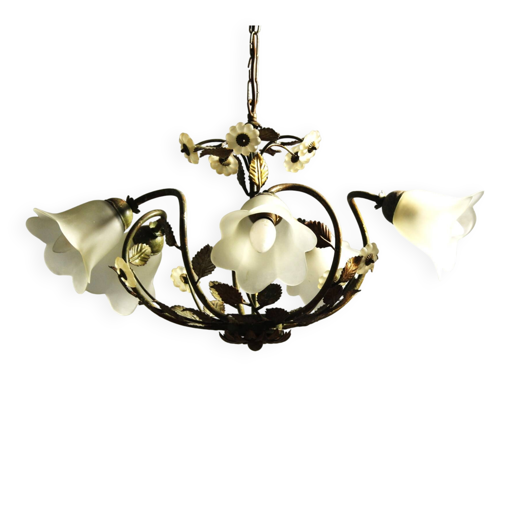 Vintage Floral Pendant Light from W.Müller-München 1980s