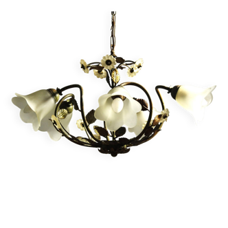 Vintage Floral Pendant Light from W.Müller-München 1980s