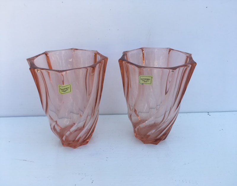 Pair of old vases pink