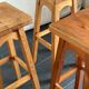 Trio of vintage pine wood bar stools