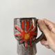 Set of 7 fat lava glazed ceramic mugs signed poët laval 70s