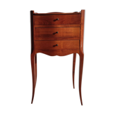 Three-drawer cherry bedside table