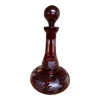 Egermann ruby red carafe in hand-cut glass and mouth-blown bohemian crystal