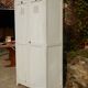 Wardrobe / Old industrial patinated wooden locker / Workshop furniture