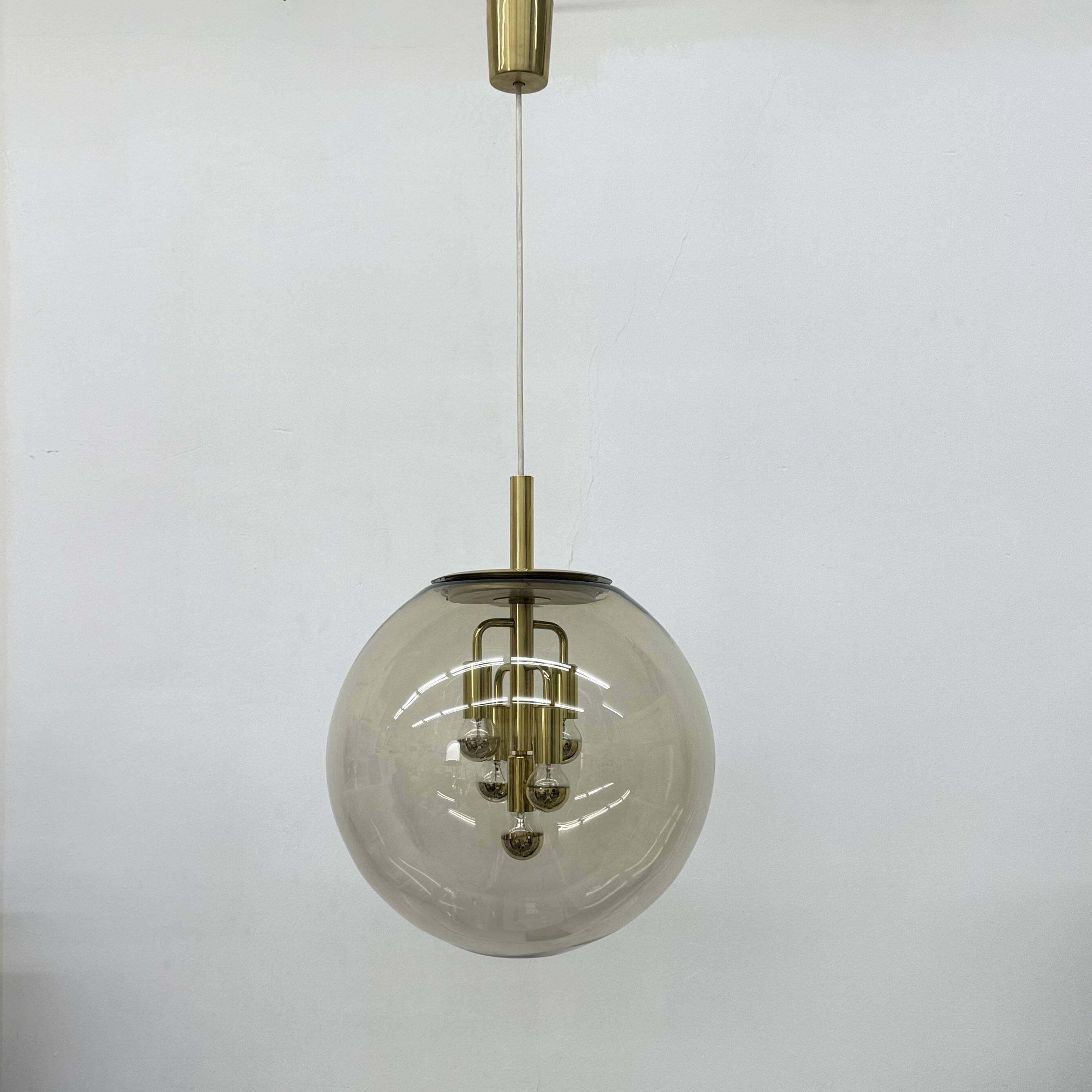 Doria Leuchten globe glass hanging lamp , 1970s
