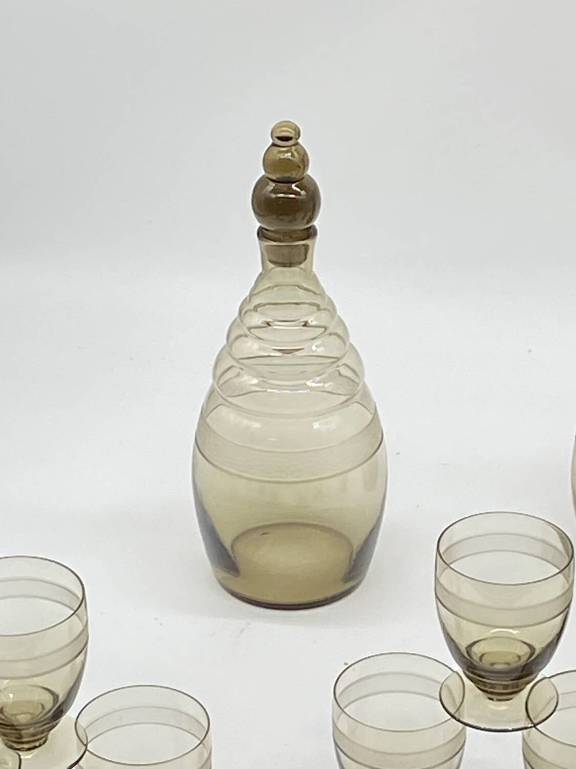 Glass service / pitcher / carafe art deco style / vintage / black smoked glass