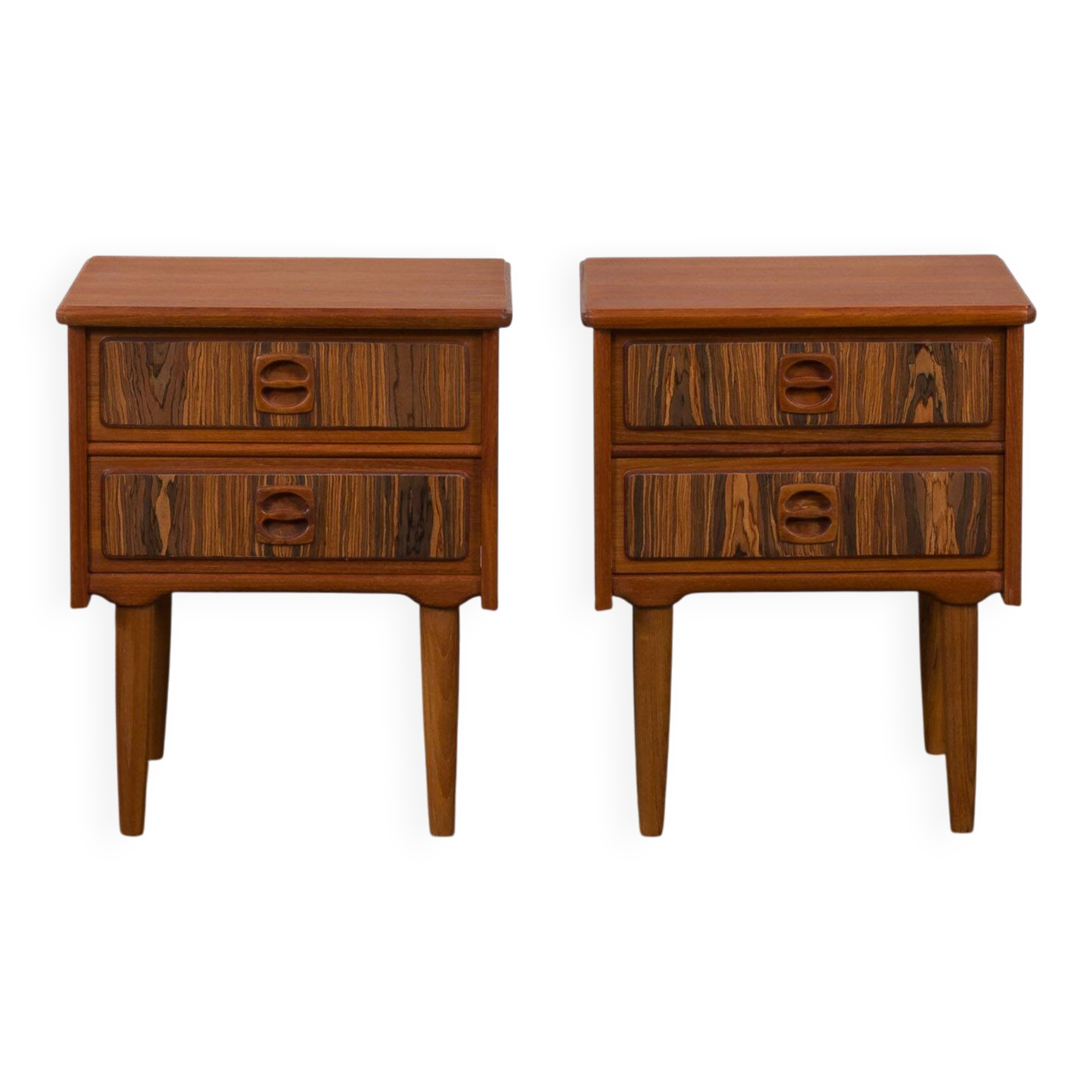 Mid-century teak bedside tables with rosewood inlays, Denmark 1960s