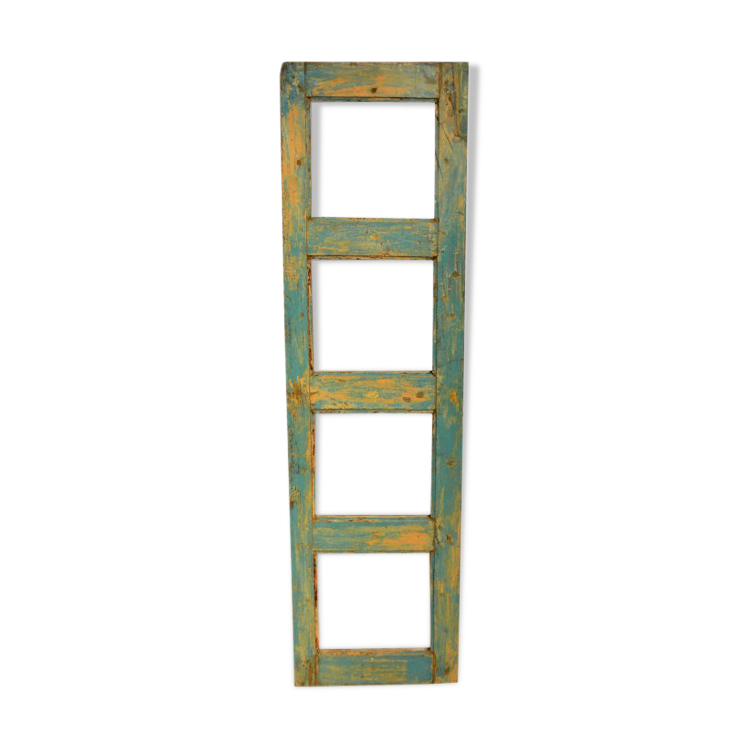 Blue mirror in old patinated teak wood