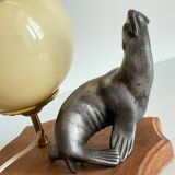 Art Deco Sea Lion blown glass lamp