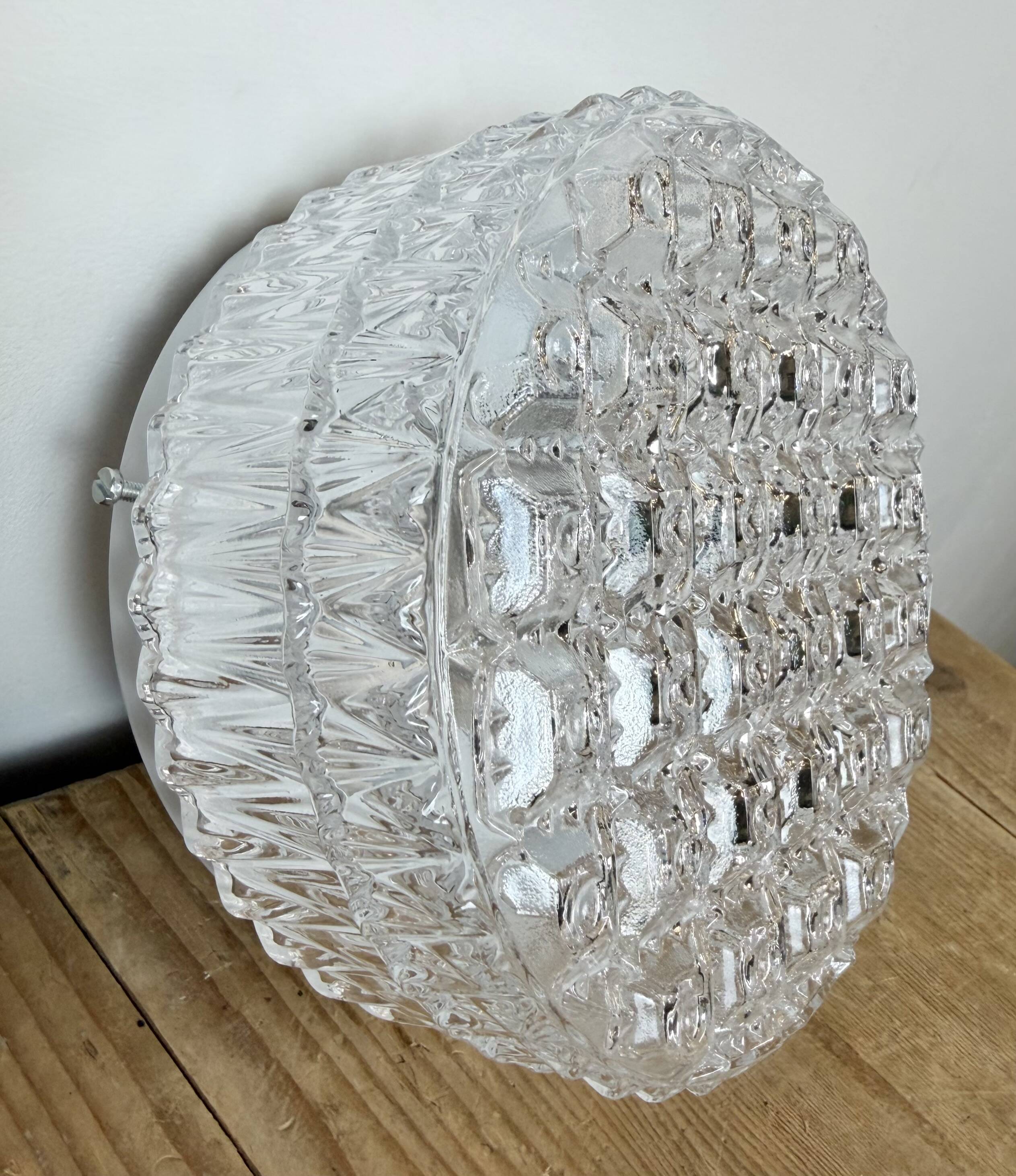 Vintage Glass Wall or Ceiling Light, 1970s