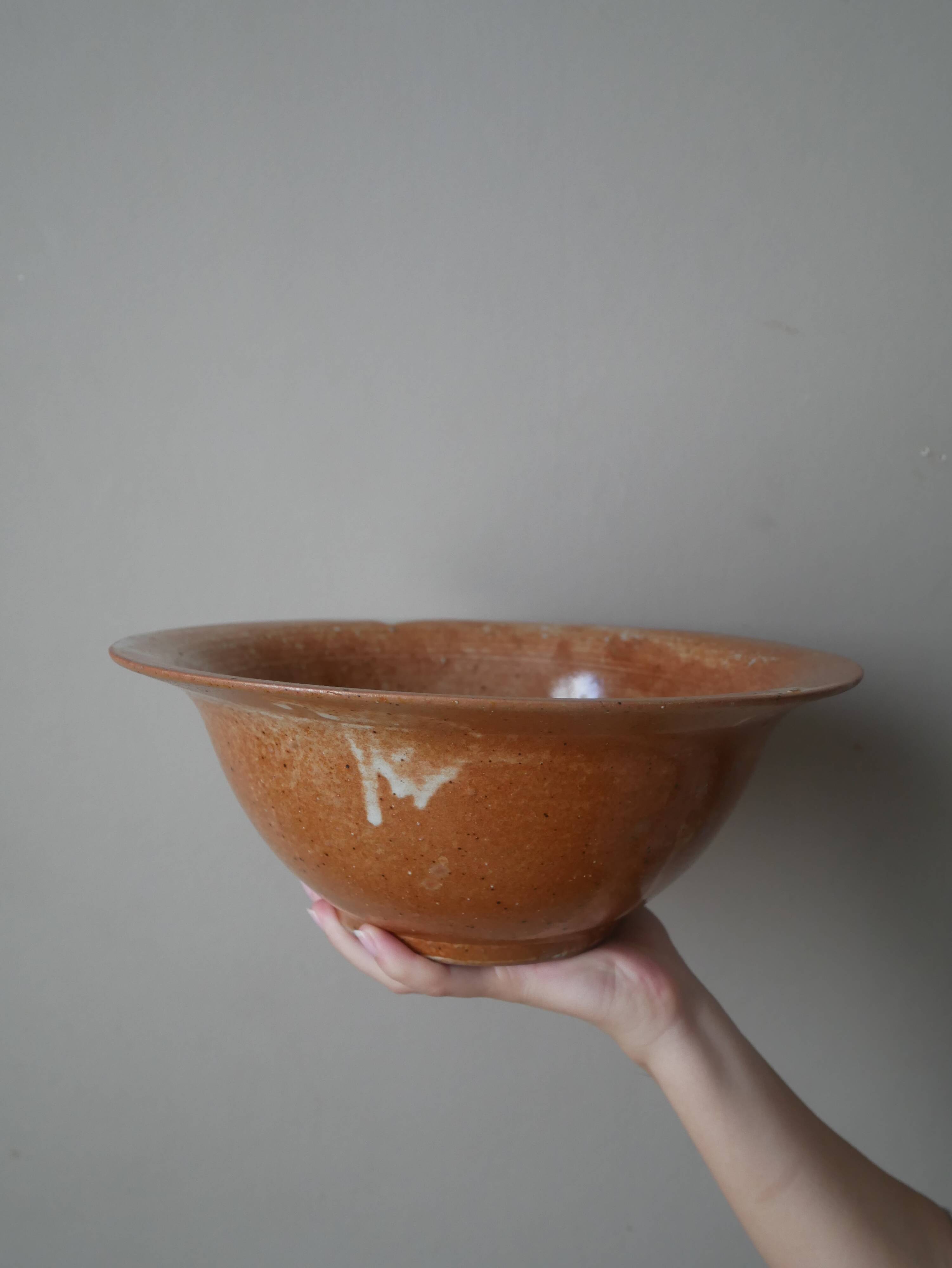 Ceramic stoneware salad bowl handmade pottery handcrafted bohemian country decoration