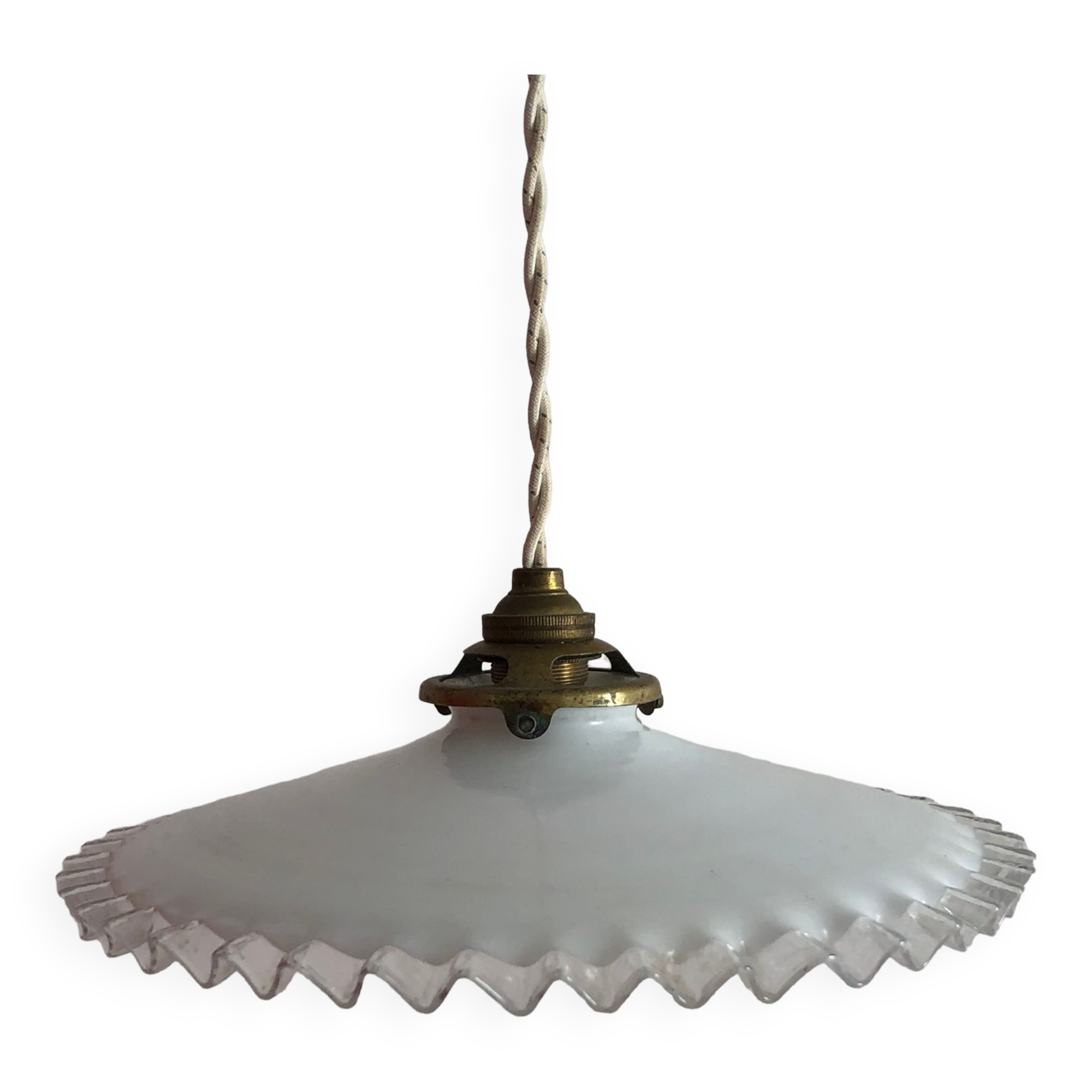Suspension opaline, éclairage vintage