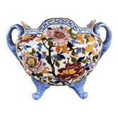 Grand cache-pot en faïence de Gien à décor de pivoines , XXe Siècle