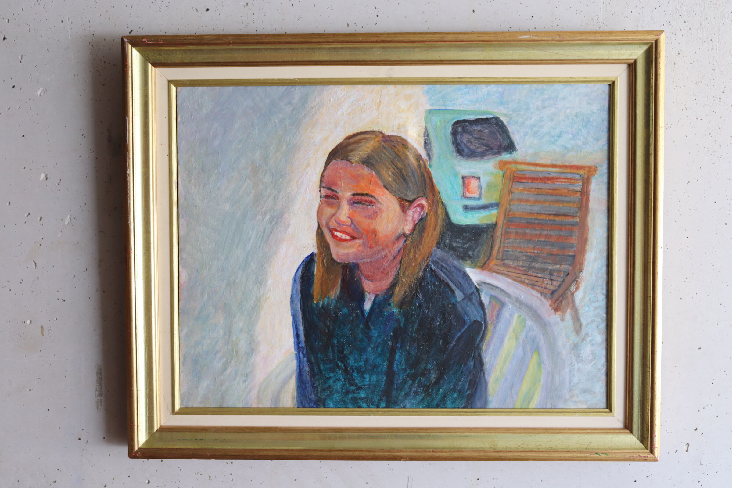 Oil on canvas laughing girl