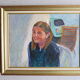 Huile sur toile jeune fille rieuse