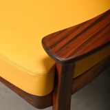 Brazilian Lounge Chair in Rosewood and Ochre Leather