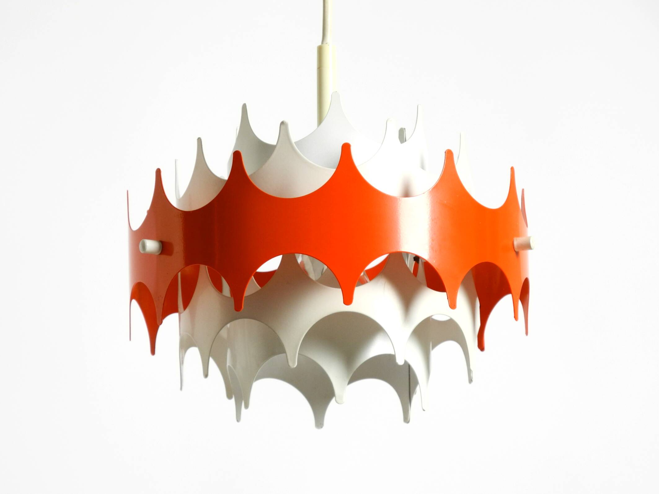 Beautiful small original 1960s Space Age metal pendant lamp by Doria