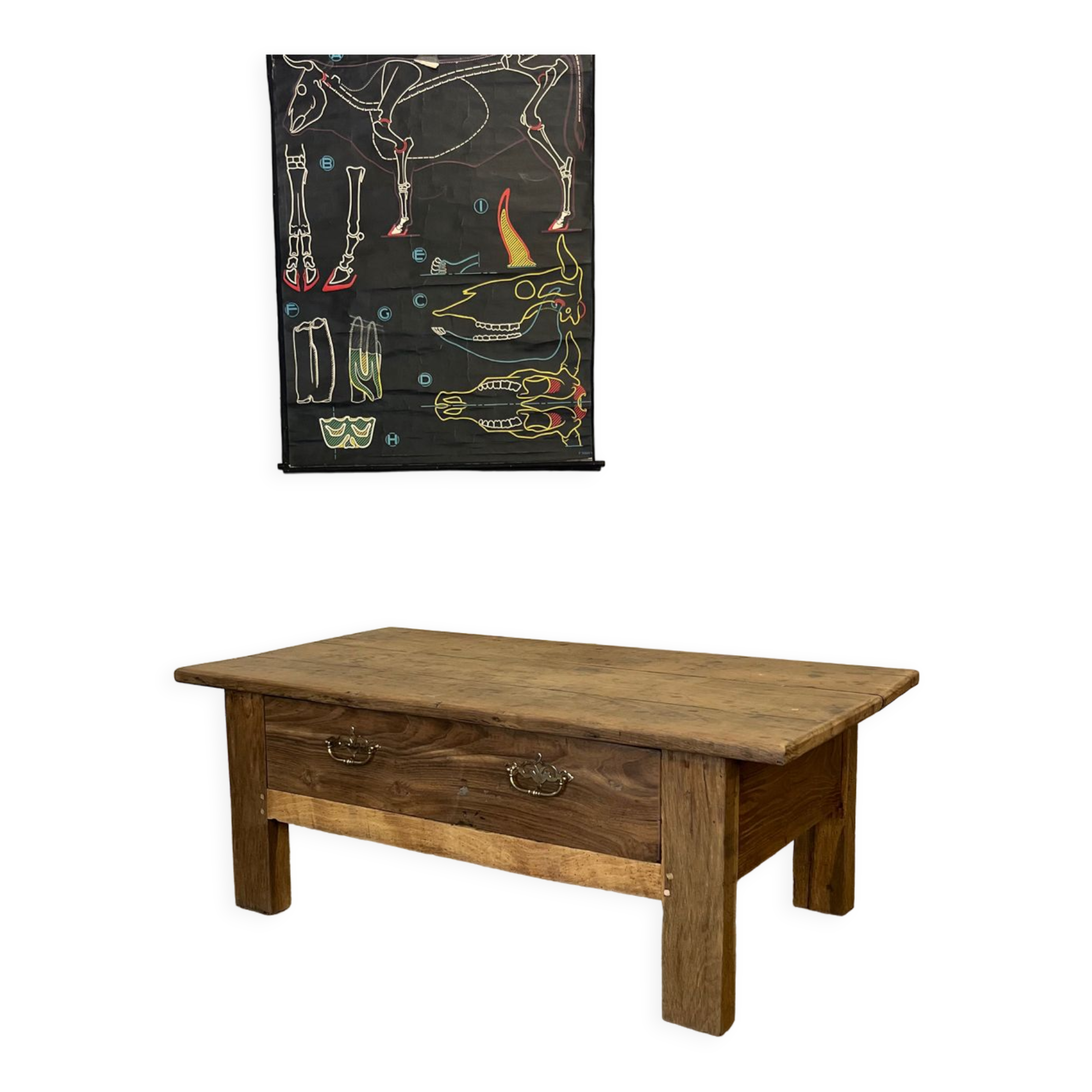 Rustic chestnut farmhouse coffee table