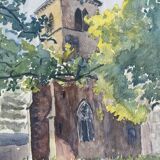 Tableau « église de gevrey chambertin » (21) jean-francois devaliere (1926-2021)