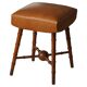 Turned wooden stool with leather seat, mid-20th century, Danish modern.