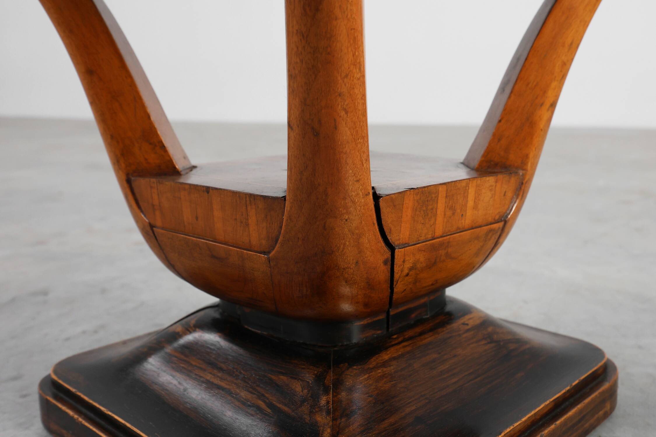 Art Deco Walnut Stool with Original Fabric, Italy, 1920