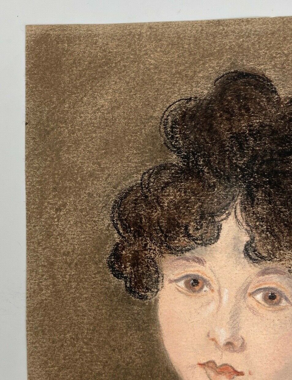 Pastel portrait young girl on paper XXth frame XlXeme