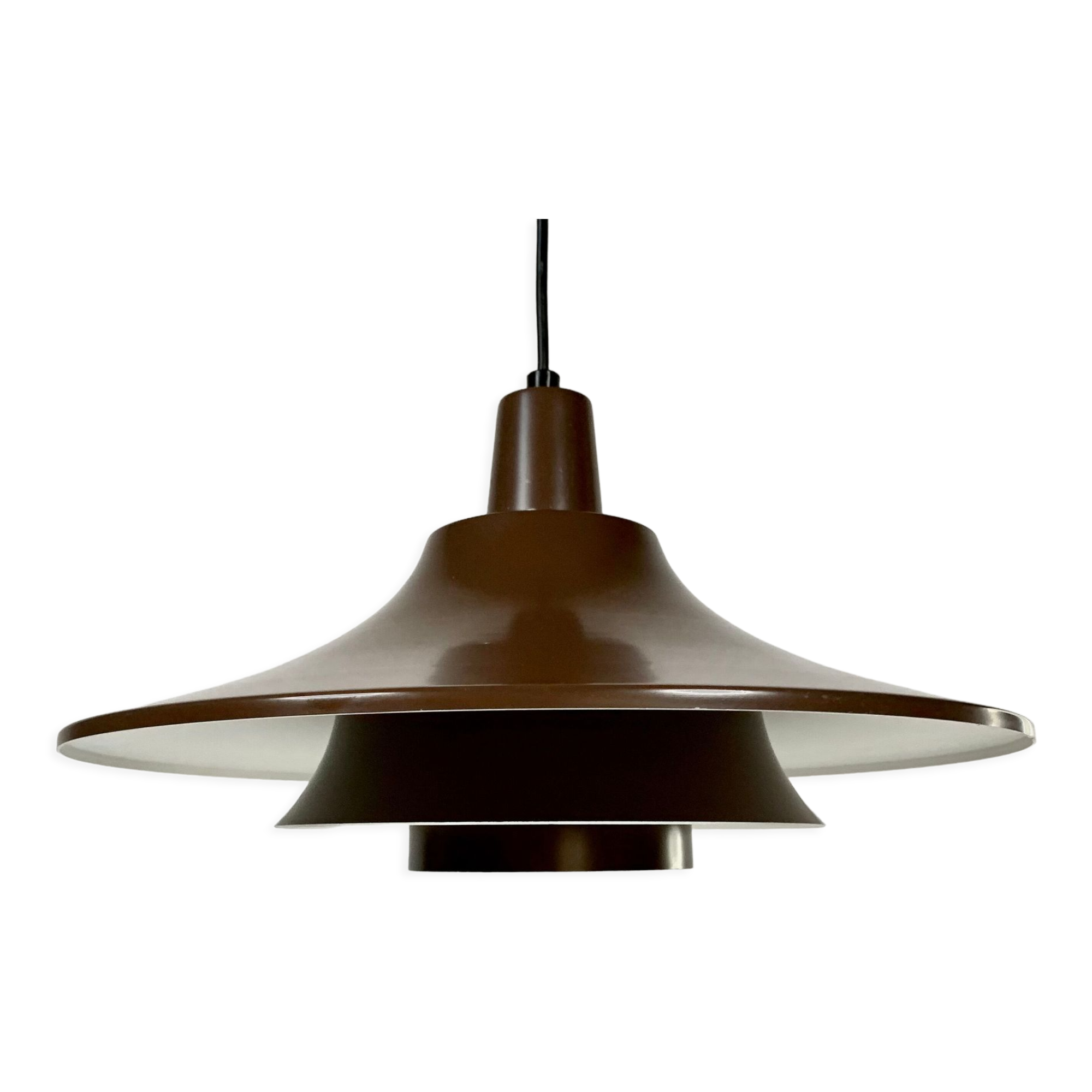 Suspension in chocolate lacquered aluminium produced in Denmark, Scandinavian design 1970-1980