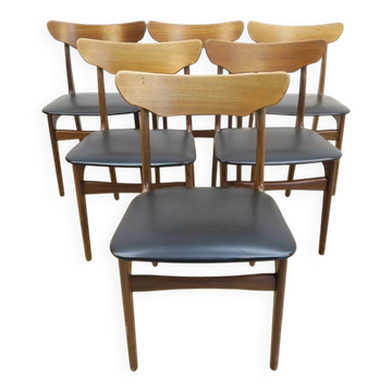 Ensemble de 6 chaises en teck par Schiønning & Elgaard pour Randers, Danemark 1960