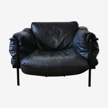 Black leather armchair circa 1970
