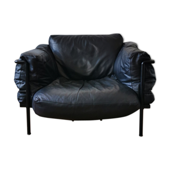 Black leather armchair circa 1970