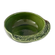 Christmas serving bowl, French BCI holly ceramic bowl, green glazed