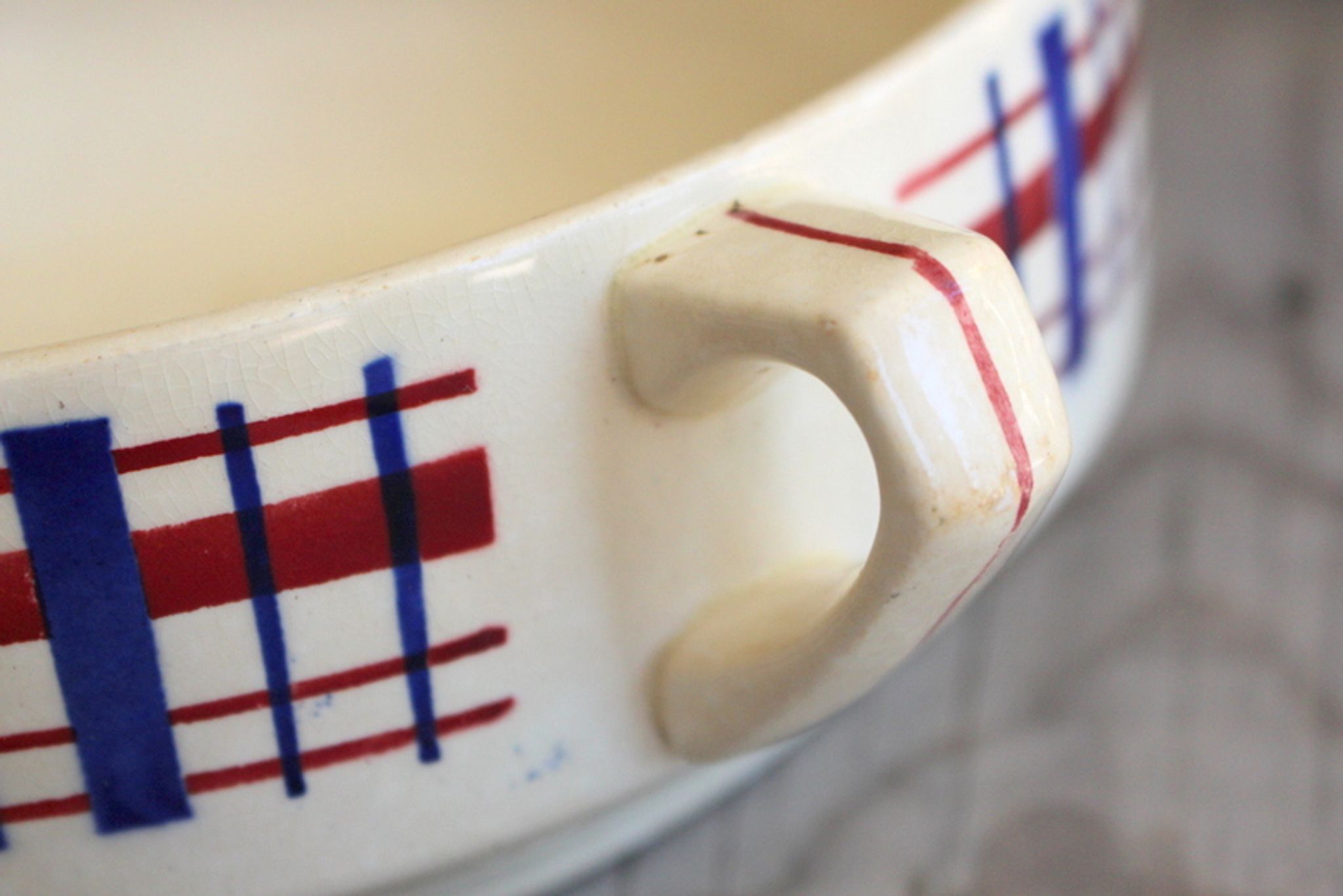 Ancient Ceramic Salad with Handles signed Saint-Amand