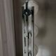 Vintage Italian Floor Lamp in Chromed Metal and Glass with Three Faded Shades