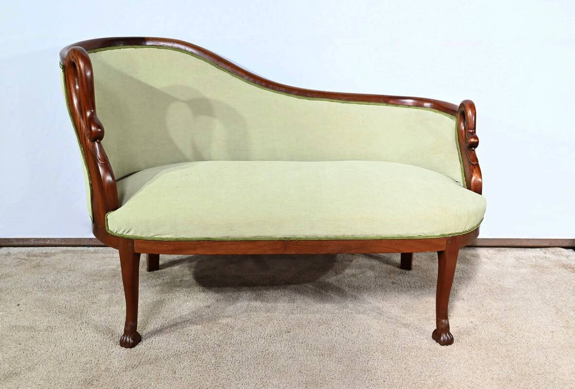 Small Mahogany Backsplash Daybed, Return from Egypt Style – Early 20th Century