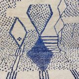 Vintage Azilal rug 310x246 cm - Blue geometric patterns