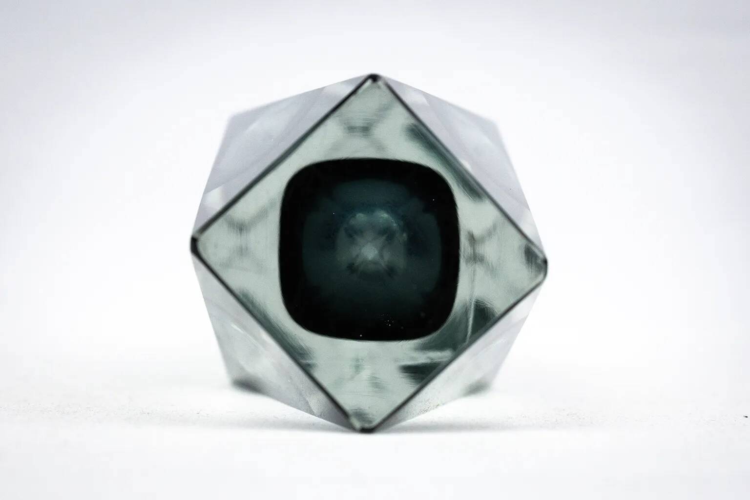 Faceted submerged vase, grey-blue Murano glass – dlg Flavio Poli