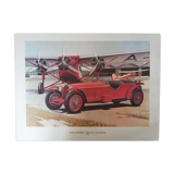 Lithographie voiture ancienne Alfa Romeo