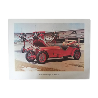 Old Alfa Romeo car lithograph