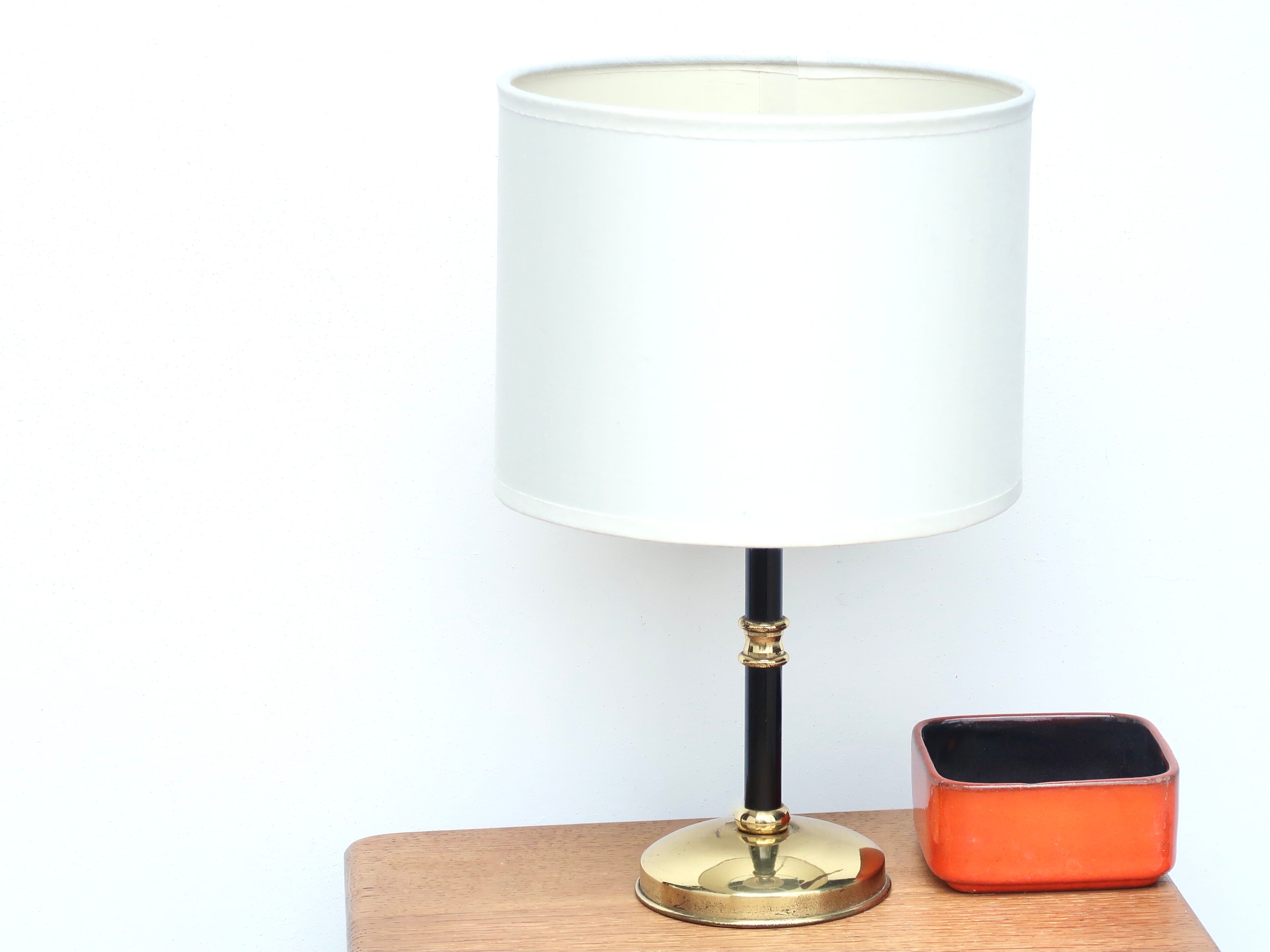 Black metal and brass lamp, 50s