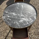 Mahogany hot water bottle table with brass net