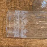 6 chiseled champagne flutes on vintage floral frieze pattern